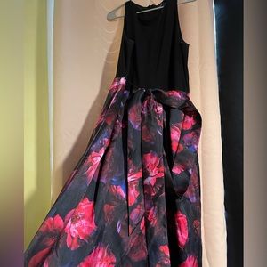 Black top with floral skirt